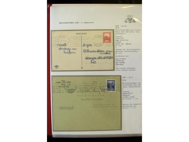 MASCHINENSTEMPEL: 1920/40, Riga 1-3. Generation, über 50 Briefe und Karten, viele verschiedene Werbesprüche, Letztagsverwendu