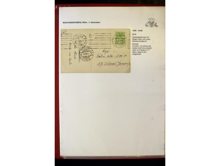 MASCHINENSTEMPEL: 1920/40, Riga 1-3. Generation, über 50 Briefe und Karten, viele verschiedene Werbesprüche, Letztagsverwendu