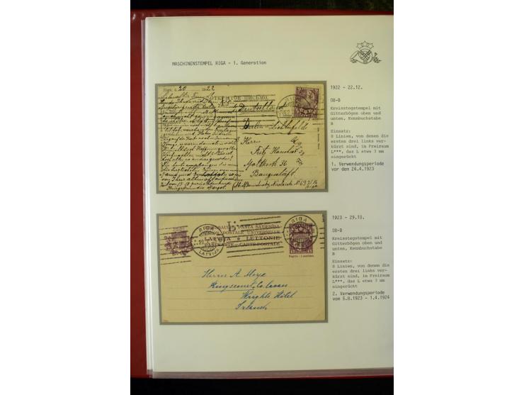 MASCHINENSTEMPEL: 1920/40, Riga 1-3. Generation, über 50 Briefe und Karten, viele verschiedene Werbesprüche, Letztagsverwendu