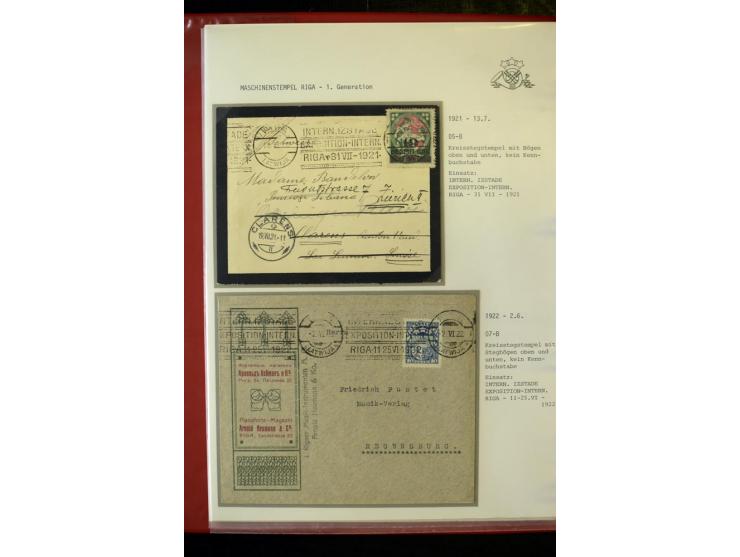 MASCHINENSTEMPEL: 1920/40, Riga 1-3. Generation, über 50 Briefe und Karten, viele verschiedene Werbesprüche, Letztagsverwendu