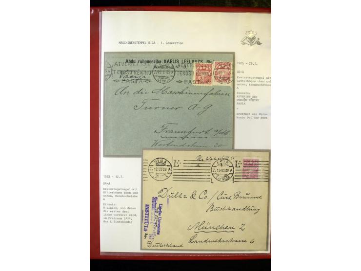 MASCHINENSTEMPEL: 1920/40, Riga 1-3. Generation, über 50 Briefe und Karten, viele verschiedene Werbesprüche, Letztagsverwendu