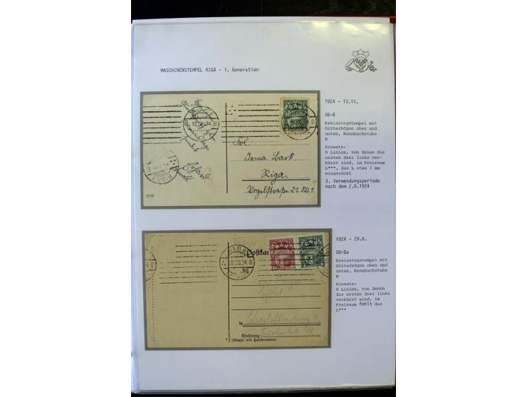 MASCHINENSTEMPEL: 1920/40, Riga 1-3. Generation, über 50 Briefe und Karten, viele verschiedene Werbesprüche, Letztagsverwendu