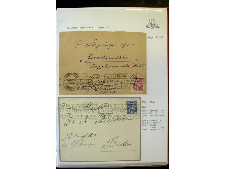 MASCHINENSTEMPEL: 1920/40, Riga 1-3. Generation, über 50 Briefe und Karten, viele verschiedene Werbesprüche, Letztagsverwendu