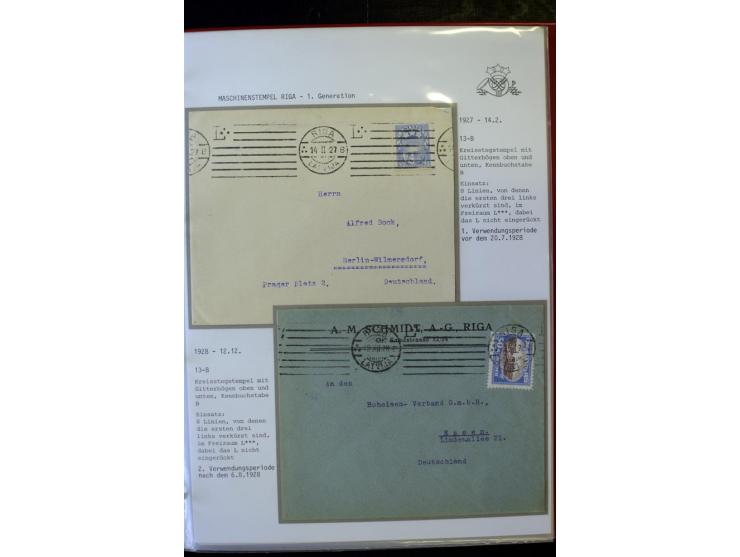 MASCHINENSTEMPEL: 1920/40, Riga 1-3. Generation, über 50 Briefe und Karten, viele verschiedene Werbesprüche, Letztagsverwendu