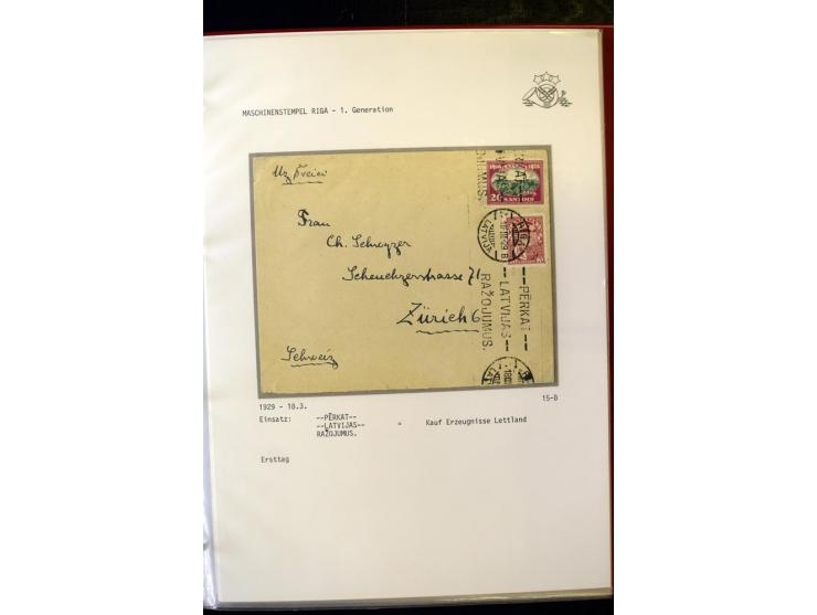 MASCHINENSTEMPEL: 1920/40, Riga 1-3. Generation, über 50 Briefe und Karten, viele verschiedene Werbesprüche, Letztagsverwendu