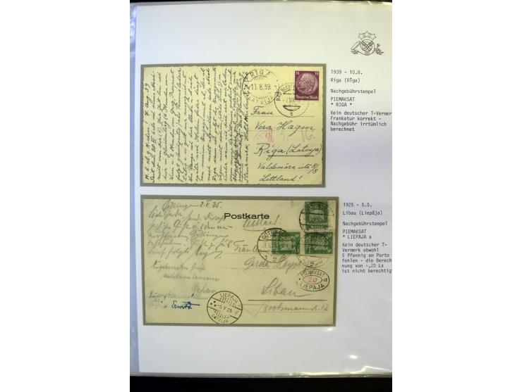 NACHGEBÜHR: 1919/40, umfangreiche Sammlung von über 120 Briefen und Karten, dabei viele verschiedene Stempel, handschriftlich