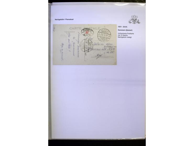 NACHGEBÜHR: 1919/40, umfangreiche Sammlung von über 120 Briefen und Karten, dabei viele verschiedene Stempel, handschriftlich