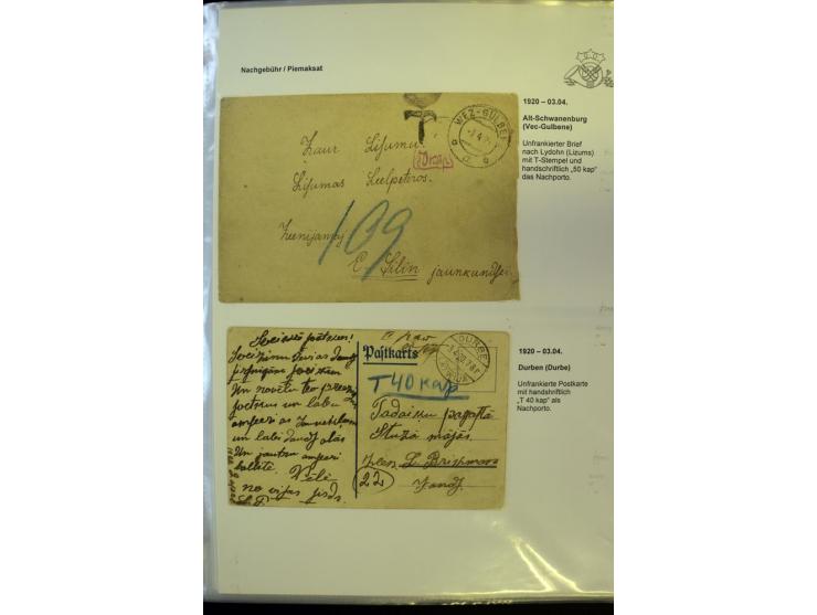 NACHGEBÜHR: 1919/40, umfangreiche Sammlung von über 120 Briefen und Karten, dabei viele verschiedene Stempel, handschriftlich