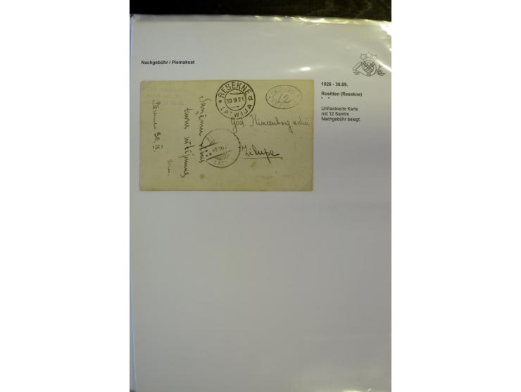 NACHGEBÜHR: 1919/40, umfangreiche Sammlung von über 120 Briefen und Karten, dabei viele verschiedene Stempel, handschriftlich