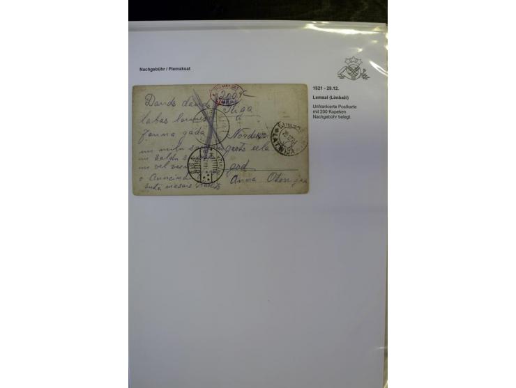 NACHGEBÜHR: 1919/40, umfangreiche Sammlung von über 120 Briefen und Karten, dabei viele verschiedene Stempel, handschriftlich