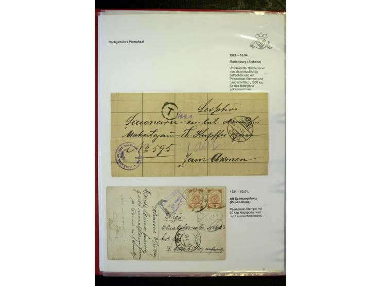 NACHGEBÜHR: 1919/40, umfangreiche Sammlung von über 120 Briefen und Karten, dabei viele verschiedene Stempel, handschriftlich