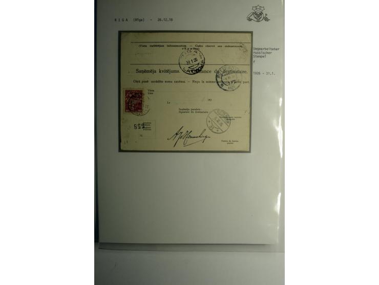NORMSTEMPEL: RIGA, umfangreiche Sammlung von über 120 Briefen und Karten, dabei u.a. eine Geldanweisung von RIGA-GAISA OSTA 3