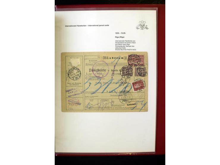 PAKETKARTEN: 1922/41, über 40 Paketkarten, teilweise mit komplettem Kupon, dabei verschiedene Typen, Papierfarben, außerdem P
