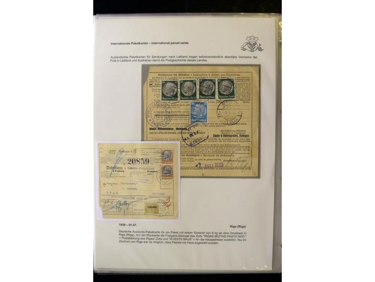 PAKETKARTEN: 1922/41, über 40 Paketkarten, teilweise mit komplettem Kupon, dabei verschiedene Typen, Papierfarben, außerdem P
