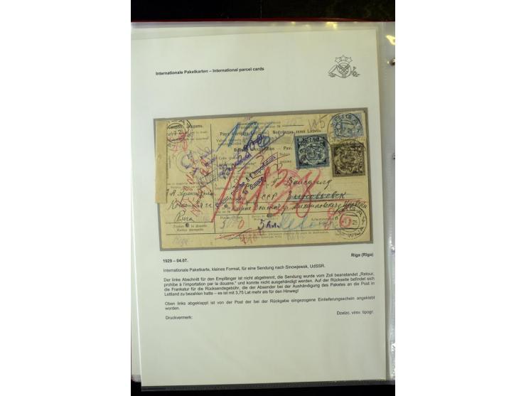 PAKETKARTEN: 1922/41, über 40 Paketkarten, teilweise mit komplettem Kupon, dabei verschiedene Typen, Papierfarben, außerdem P