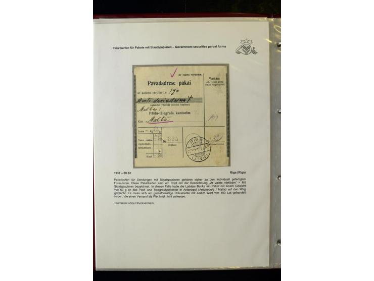 PAKETKARTEN: 1922/41, über 40 Paketkarten, teilweise mit komplettem Kupon, dabei verschiedene Typen, Papierfarben, außerdem P