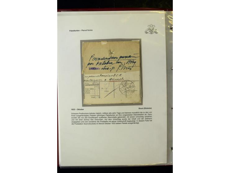 PAKETKARTEN: 1922/41, über 40 Paketkarten, teilweise mit komplettem Kupon, dabei verschiedene Typen, Papierfarben, außerdem P