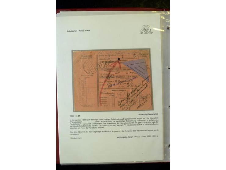 PAKETKARTEN: 1922/41, über 40 Paketkarten, teilweise mit komplettem Kupon, dabei verschiedene Typen, Papierfarben, außerdem P
