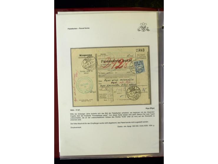 PAKETKARTEN: 1922/41, über 40 Paketkarten, teilweise mit komplettem Kupon, dabei verschiedene Typen, Papierfarben, außerdem P