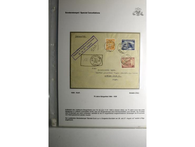 PERIODISCHE POSTANSTALTEN/SONDERSTEMPEL: 1924/39, 21 Briefe und Karten, dabei  "300 Jahre Stadt Libau", "Rositten Erntefest",
