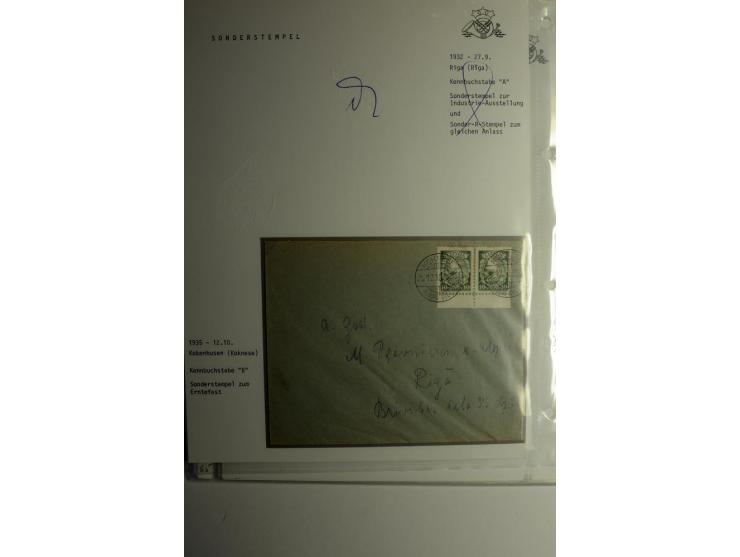 PERIODISCHE POSTANSTALTEN/SONDERSTEMPEL: 1924/39, 21 Briefe und Karten, dabei  "300 Jahre Stadt Libau", "Rositten Erntefest",
