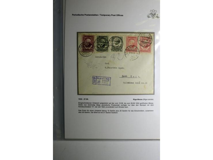 PERIODISCHE POSTANSTALTEN/SONDERSTEMPEL: 1924/39, 21 Briefe und Karten, dabei  "300 Jahre Stadt Libau", "Rositten Erntefest",