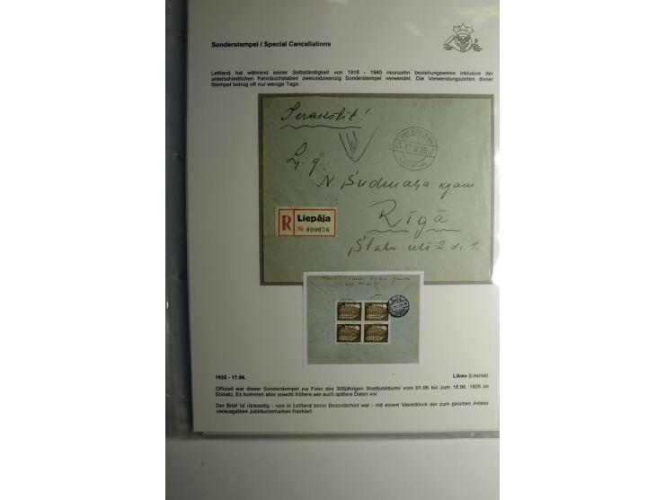 PERIODISCHE POSTANSTALTEN/SONDERSTEMPEL: 1924/39, 21 Briefe und Karten, dabei  "300 Jahre Stadt Libau", "Rositten Erntefest",