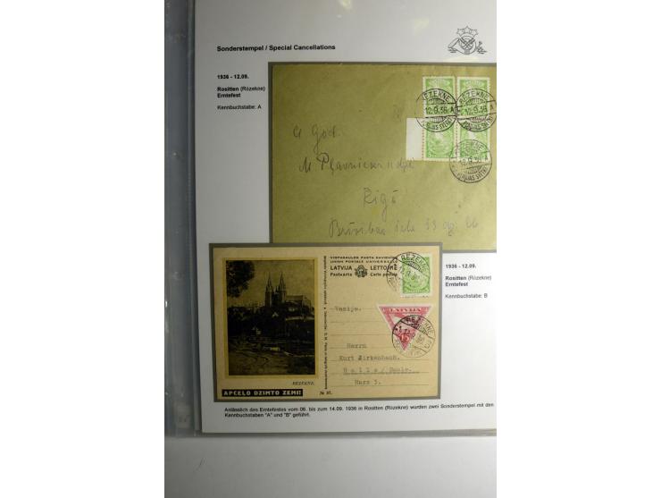PERIODISCHE POSTANSTALTEN/SONDERSTEMPEL: 1924/39, 21 Briefe und Karten, dabei  "300 Jahre Stadt Libau", "Rositten Erntefest",