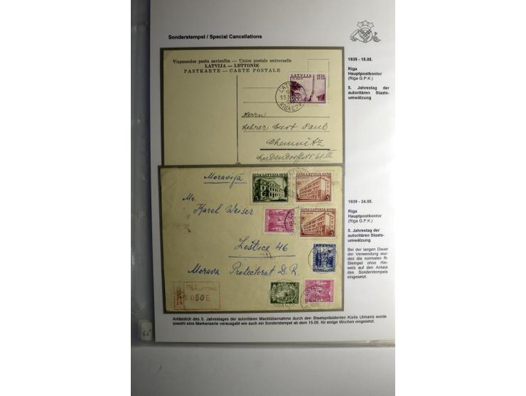 PERIODISCHE POSTANSTALTEN/SONDERSTEMPEL: 1924/39, 21 Briefe und Karten, dabei  "300 Jahre Stadt Libau", "Rositten Erntefest",