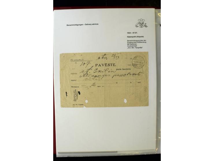 POSTFORMULARE: 1919/40, umfangreiche Sammlung von über 80 Ganzstücken, dabei "Au Bureau des Postes", Umschläge des Postscheck
