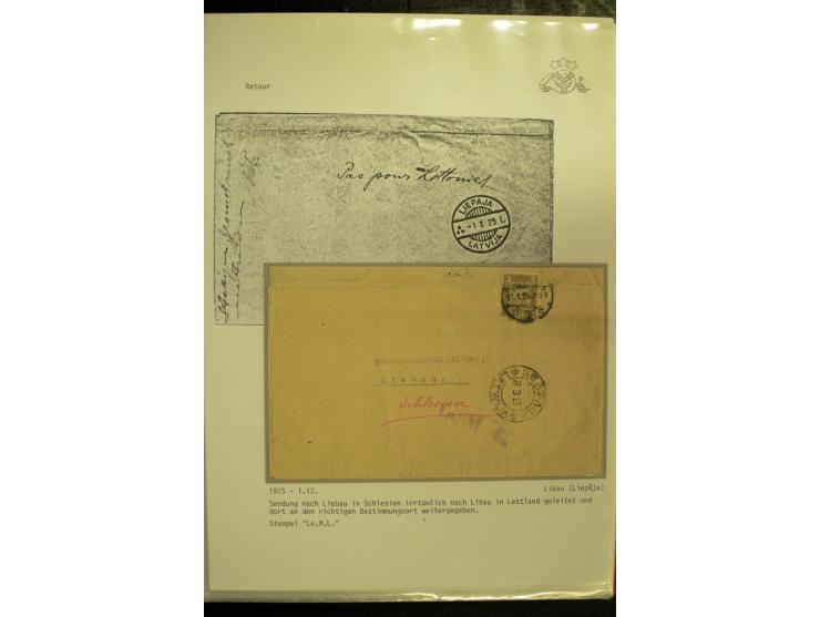 POSTNEBENSTEMPEL: 1924/39, hochinteressante Sammlung von über 50 Briefen und Karten, dabei Retourpost, Nachforschungen, Hinwe