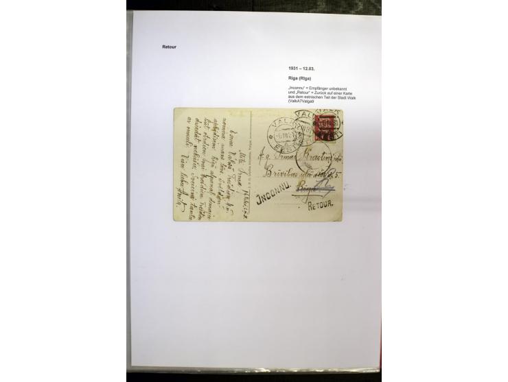 POSTNEBENSTEMPEL: 1924/39, hochinteressante Sammlung von über 50 Briefen und Karten, dabei Retourpost, Nachforschungen, Hinwe