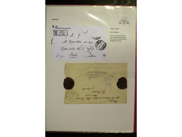 POSTNEBENSTEMPEL: 1924/39, hochinteressante Sammlung von über 50 Briefen und Karten, dabei Retourpost, Nachforschungen, Hinwe