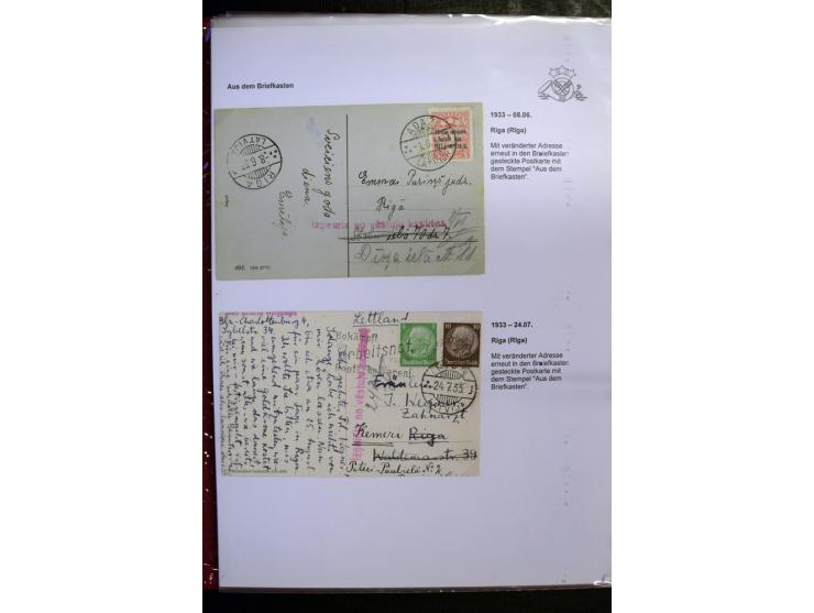 POSTNEBENSTEMPEL: 1924/39, hochinteressante Sammlung von über 50 Briefen und Karten, dabei Retourpost, Nachforschungen, Hinwe