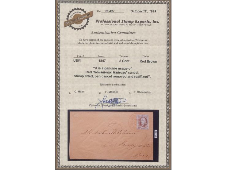 5c. red brown, fresh colour and clear to large margins all round, tied by complete strike of red "HOUSATONIC RAILROAD 5" inte