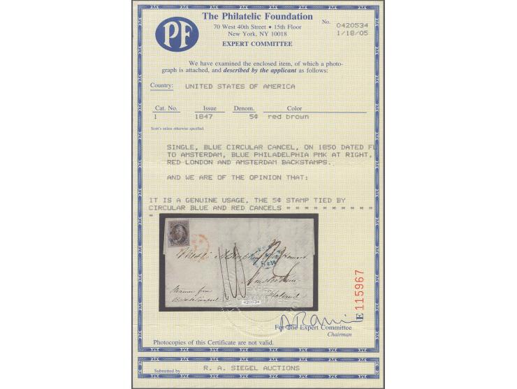5c. red brown, deep and fresh colour, large to huge margins with part of adjoininig stamp at left, tied by blue circular canc