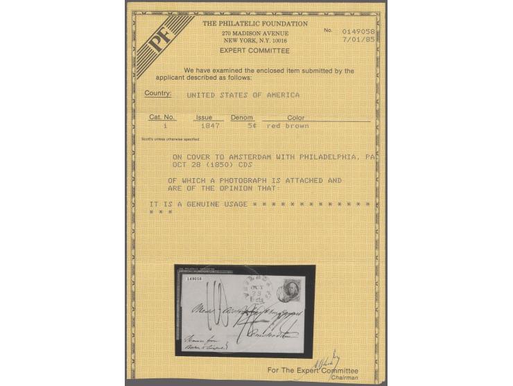 5c. red brown, deep and fresh colour, ample margins, cut into at top, tied by blue circular cancel with matchingÂ integral-ra