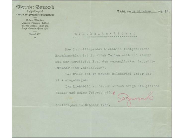 1937 (May 5): Hindenburg Disaster Flight. Largely intact cover with scorched edges, bearing Hindenburg definitives 1 pf., two