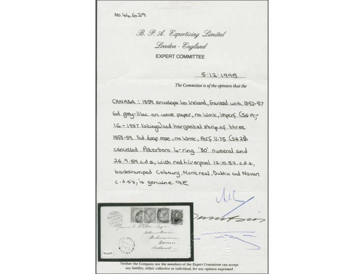6 d. grey-lilac, slightly cut-into at lower left, otherwise clear to wide margins in combination with Â½ d. perforated in hor