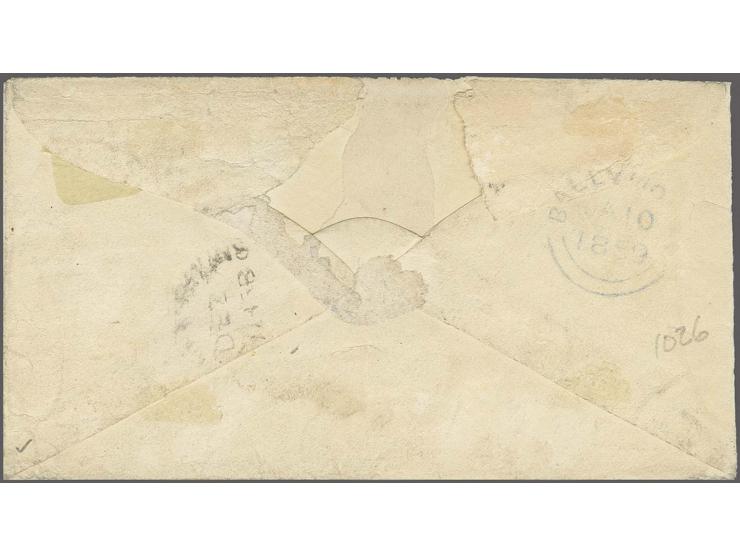 3 d. dull red, diagonal bisect and horizontal pair, mostly clear to good margins, the right stamp of the pair partly slightly