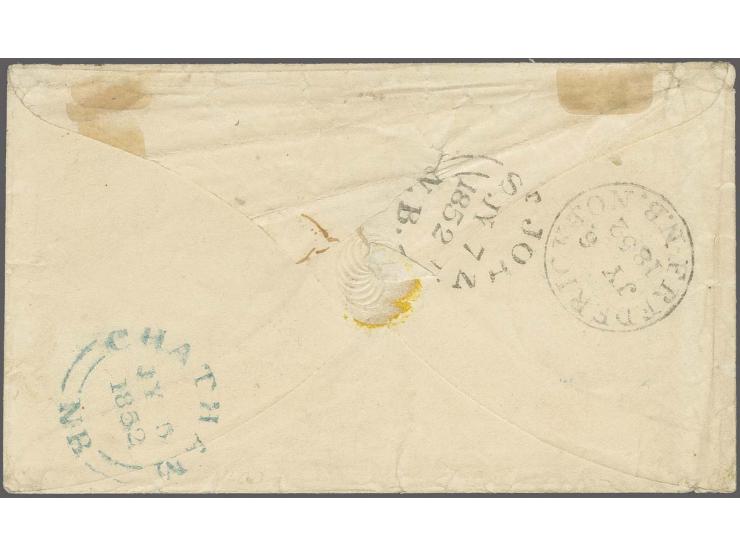 6 d. olive-yellow, fresh colour and good to large margins all around, tied by clear grill cancel to envelope from "CHATHAM JY