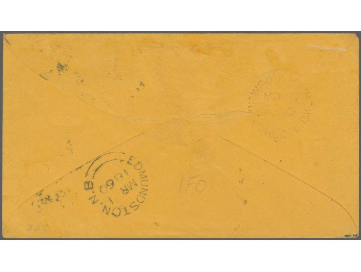 6 d. olive-yellow, 2 bisects, both with large margins on one side, one just clear and the other just cut-into on the other si