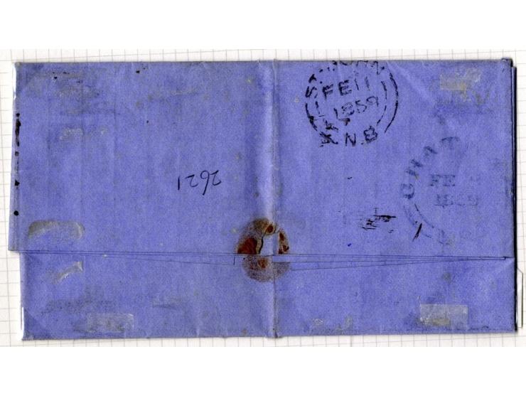 1851/60: The Postal History collection (16 covers/entires), with 3 d. red single frankings (5 covers), 3 d. red (two examples