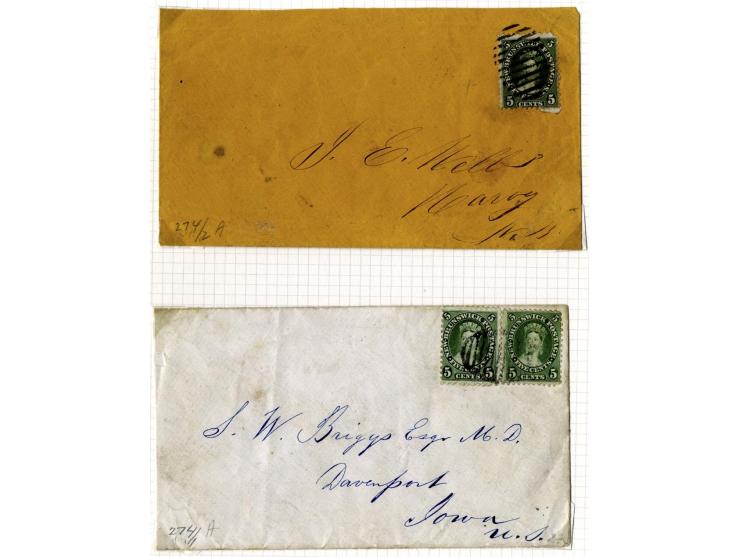 1851/60: The Postal History collection (16 covers/entires), with 3 d. red single frankings (5 covers), 3 d. red (two examples