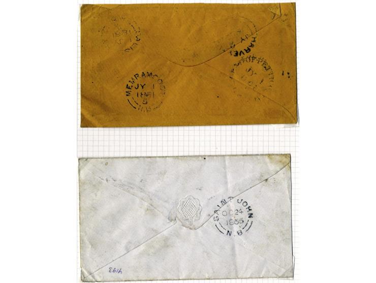 1851/60: The Postal History collection (16 covers/entires), with 3 d. red single frankings (5 covers), 3 d. red (two examples