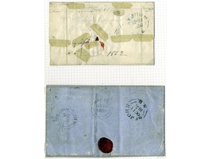 1851/60: The Postal History collection (16 covers/entires), with 3 d. red single frankings (5 covers), 3 d. red (two examples