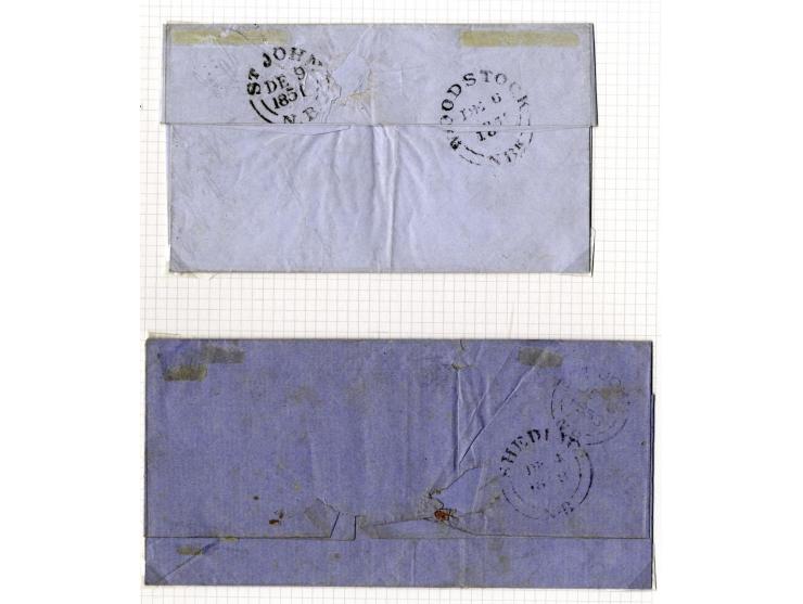 1851/60: The Postal History collection (16 covers/entires), with 3 d. red single frankings (5 covers), 3 d. red (two examples