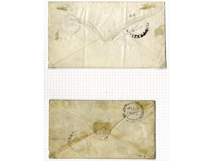 1851/60: The Postal History collection (16 covers/entires), with 3 d. red single frankings (5 covers), 3 d. red (two examples