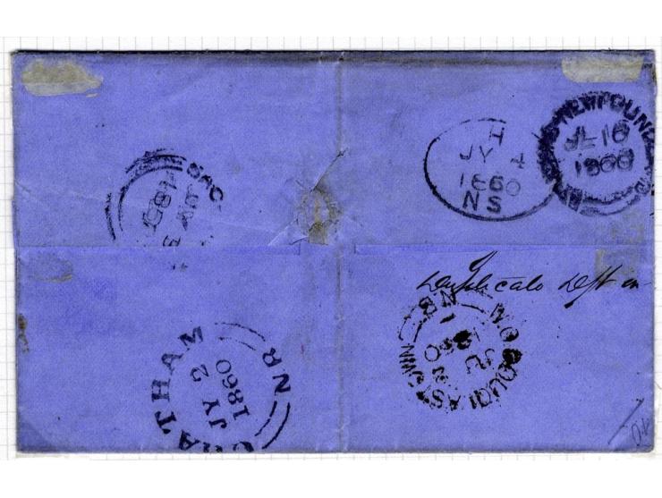 1851/60: The Postal History collection (16 covers/entires), with 3 d. red single frankings (5 covers), 3 d. red (two examples