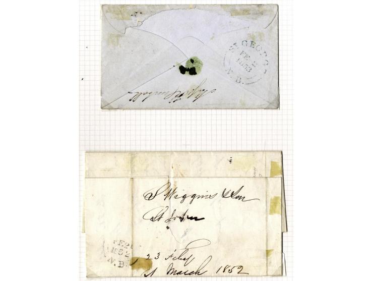 1851/60: The Postal History collection (16 covers/entires), with 3 d. red single frankings (5 covers), 3 d. red (two examples